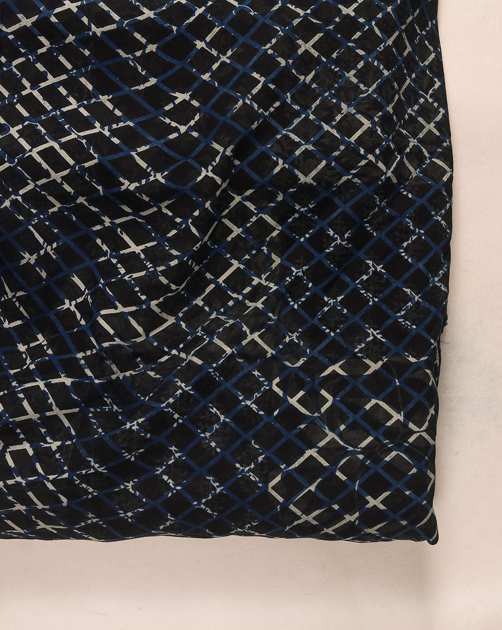 Indigo Hand Block Rayon Fabric ( Width 40 Inch )